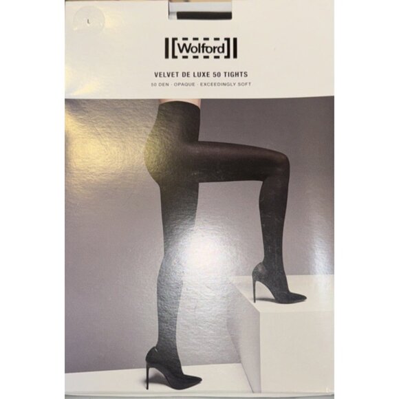 Wolford Velvet De Luxe 50 Tights Color: Anthracite Size: Large 10687 - Picture 2 of 3